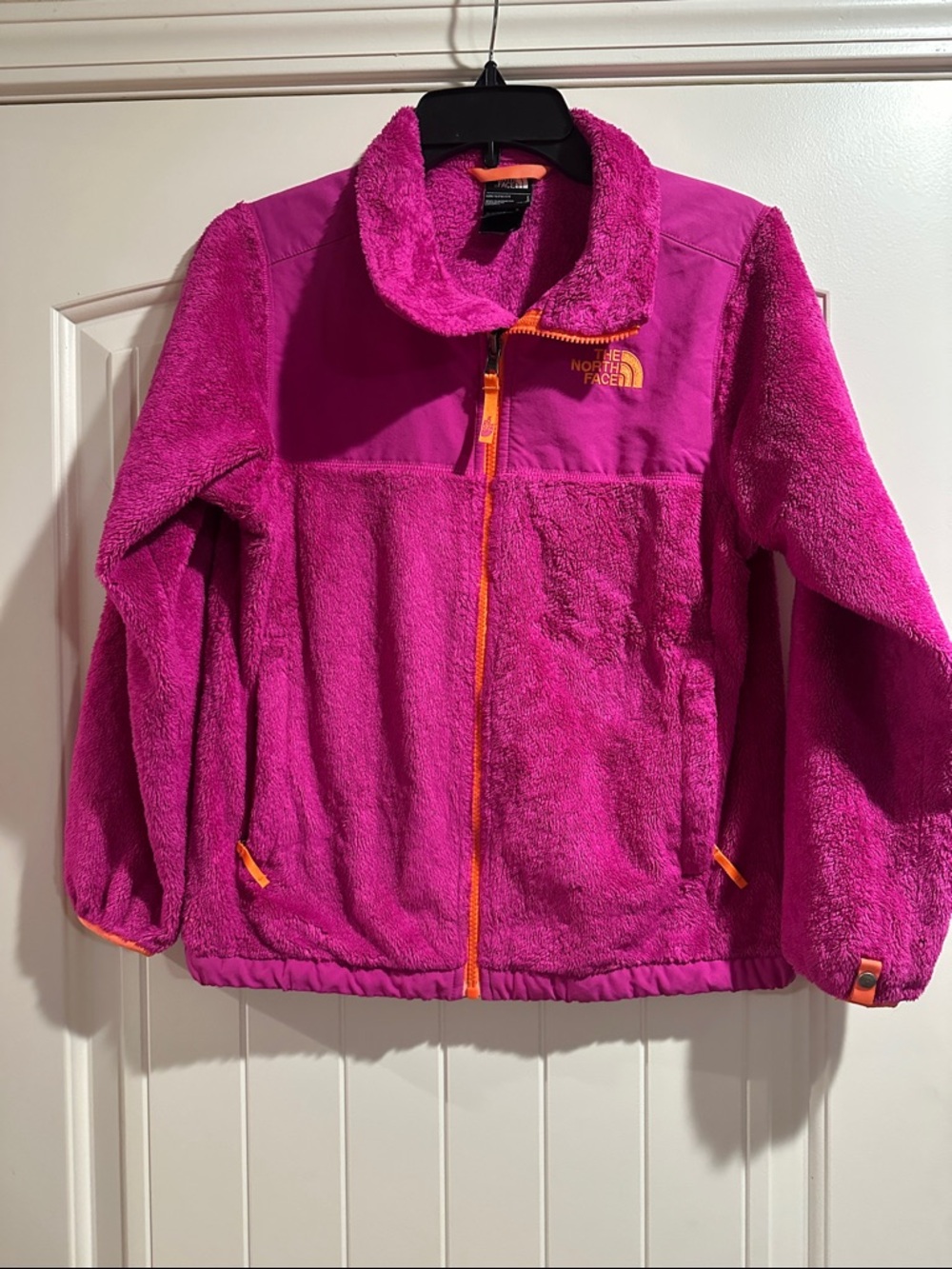 The North Face Hot Pink Fleece Jacket with Orange Accents